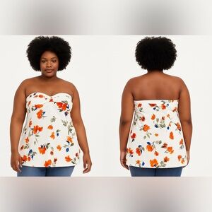 Torrid Size 4 White Floral Twist Front Tube
Top NWT